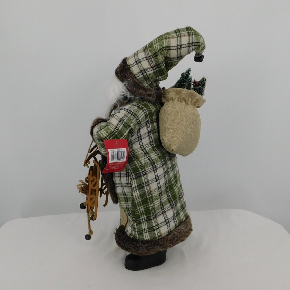 African American Black Santa Figure Ashland Holiday Pines Green Brown Woodland - Picture 2 of 10